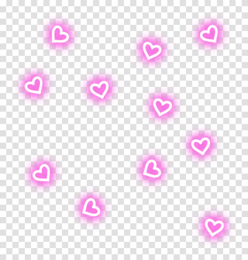 Pink Neon Lights Clipart Aesthetic Hearts, Text, Animal, Sea Life, Number Transparent Png