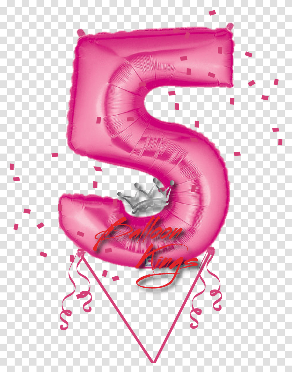 Pink Number Number 5 Art Balloon, Purple, Stomach, Heart Transparent Png