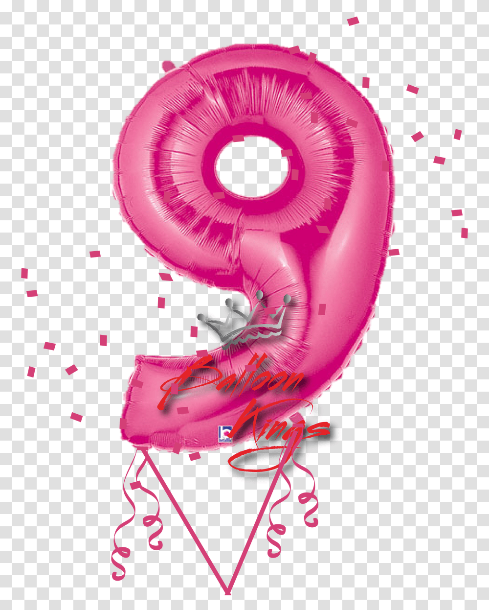 Pink Number Number 9 Balloon, Purple, Heart, Stomach Transparent Png