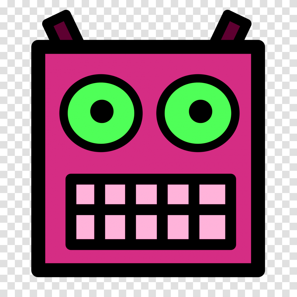 Pink Or Plum Robot Face With Green Eyes, Word, Electronics, Calculator Transparent Png