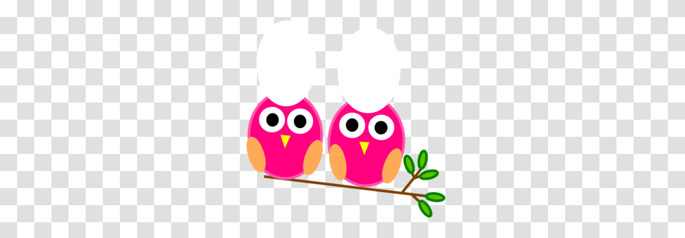Pink Owls On Branch Clip Art, Angry Birds, Rattle, Pac Man Transparent Png