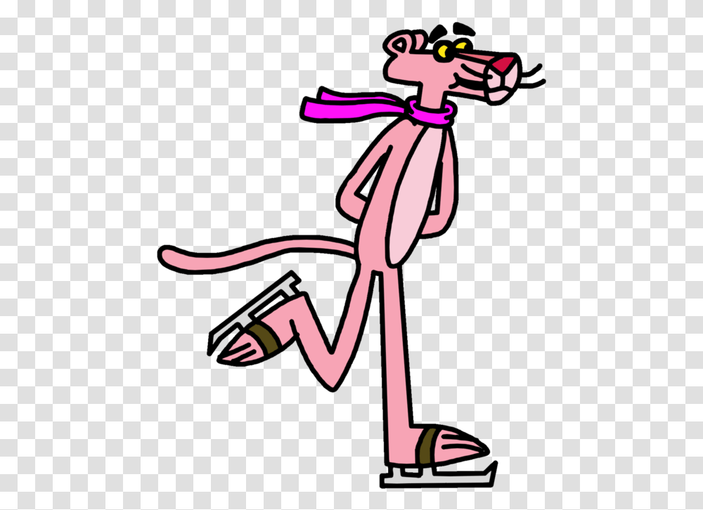 Pink Panther Doing Ice Skating By Marcospower Pink Panther On Skates, Hand Transparent Png