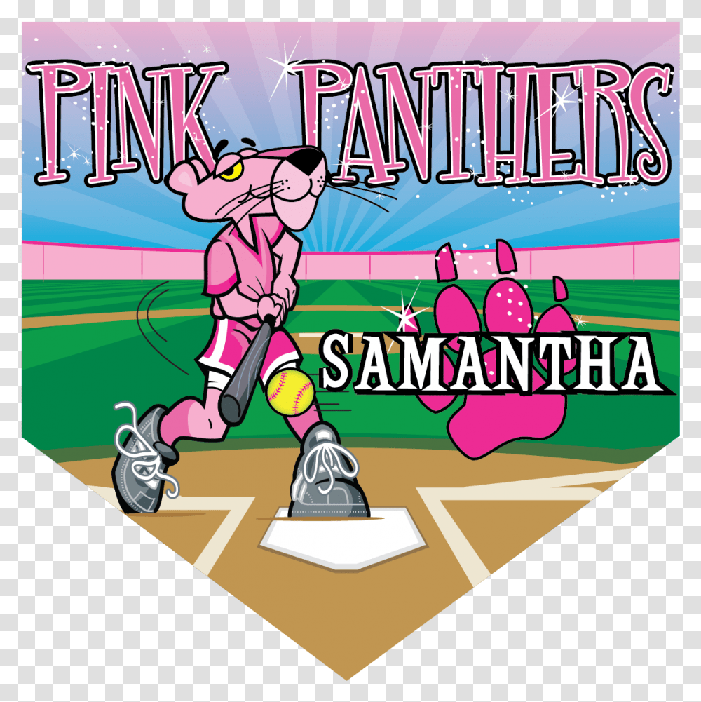Pink Panthers Home Plate Individual Team Pennant Cartoon, Advertisement, Poster, Flyer, Paper Transparent Png