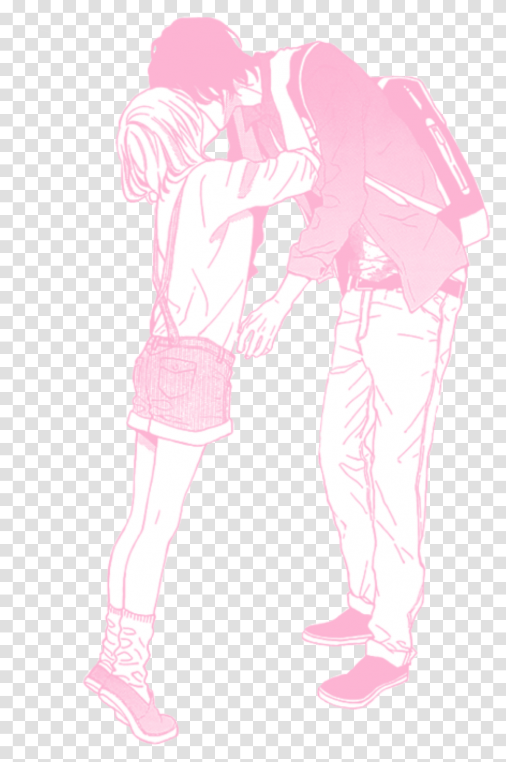 Pink Pastel Manga Anime Couple Love Anime Couple Background, Person, Architecture, Building Transparent Png