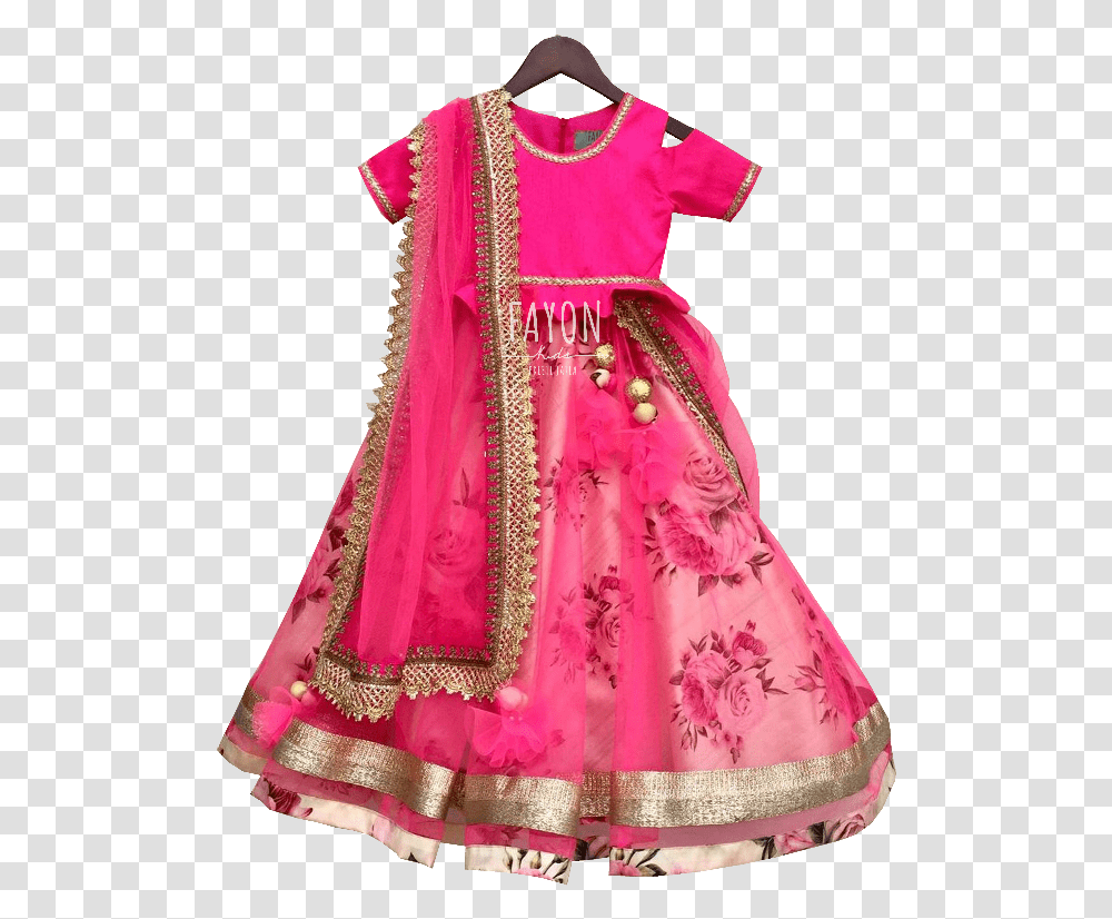Pink Peplum Choli With Printed Lehenga Blouse, Apparel, Dress, Evening Dress Transparent Png