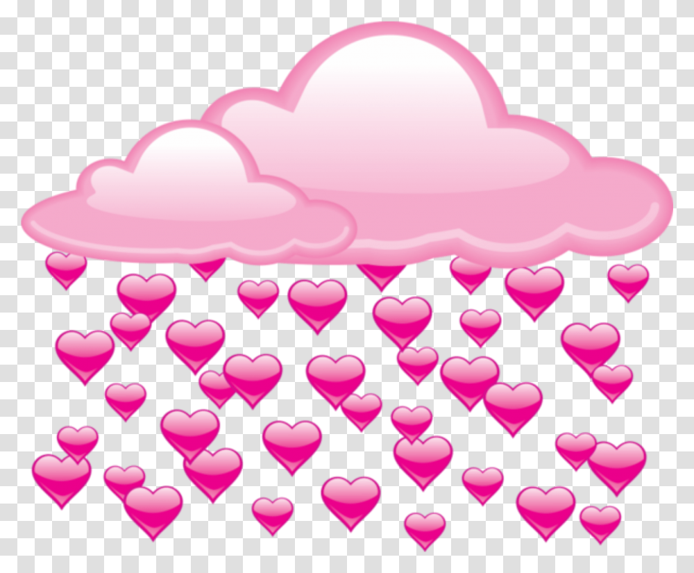 Pink Pinktheme Pinkaesthetic Aesthetic Love Cute Cloud Raining Hearts Clipart, Petal, Flower, Plant, Blossom Transparent Png