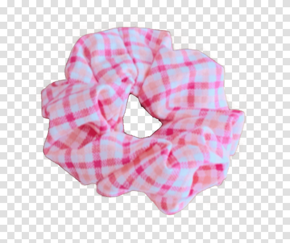 Pink Plaid Scrunchie Barkz Bowz Scarf, Clothing, Apparel, Person, Human Transparent Png