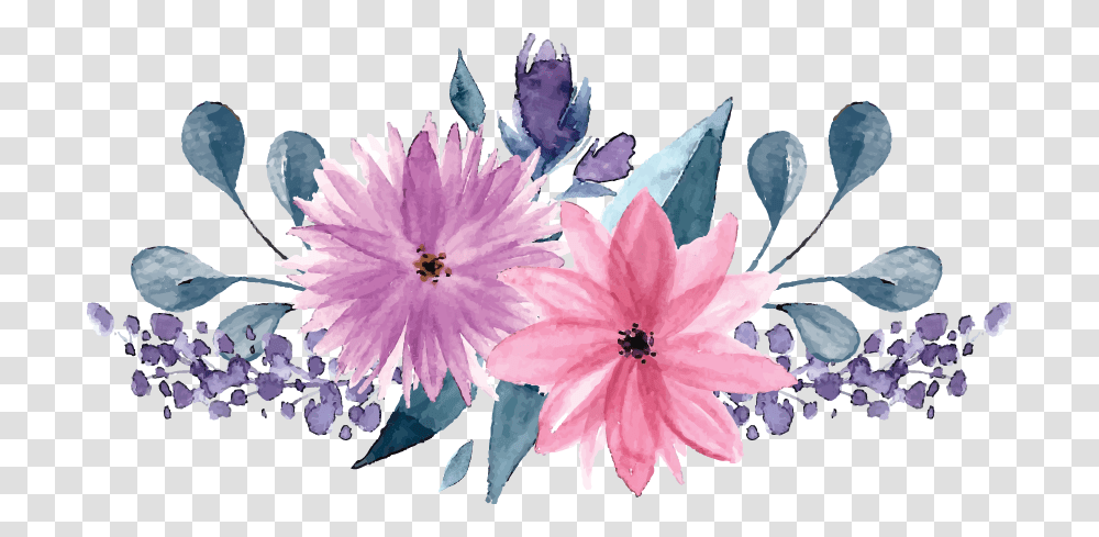 Pink Purple Flower Free Floral Watercolor Elements, Plant, Dahlia, Floral Design, Pattern Transparent Png