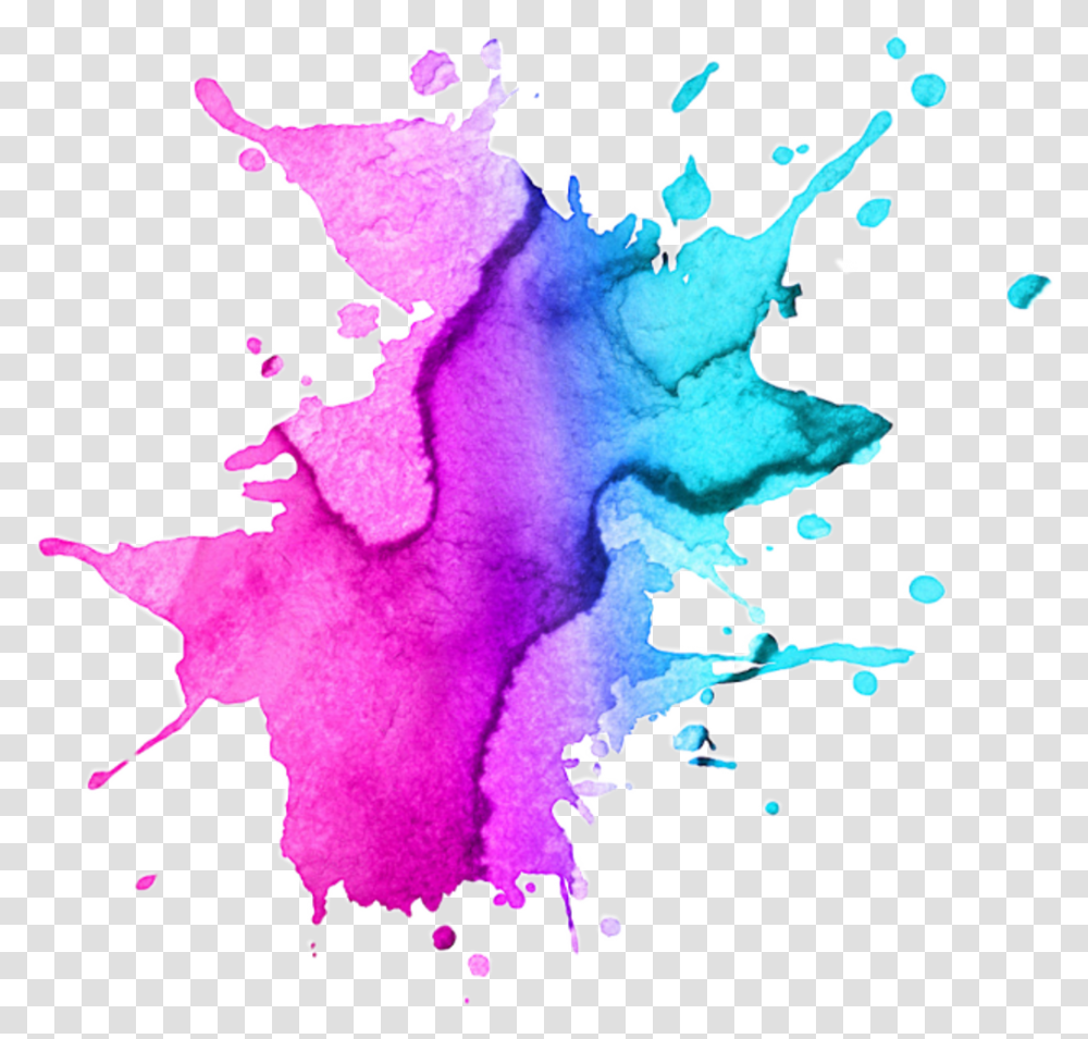 Pink Purple Watercolor Colour Blue Paint Splatter, Stain, Person Transparent Png