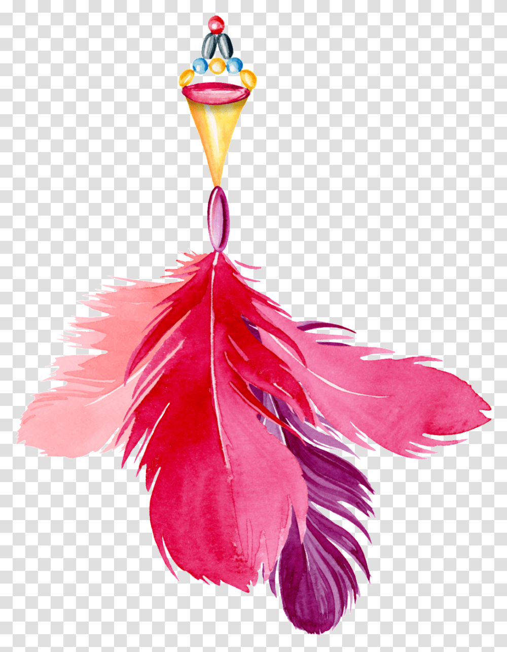 Pink Purple Watercolor Hand Painted Feather Free Transparent Png