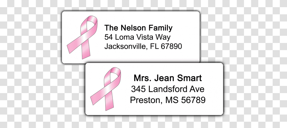 Pink Ribbon Return Address Labels Ribbon, Apparel, Linen Transparent Png