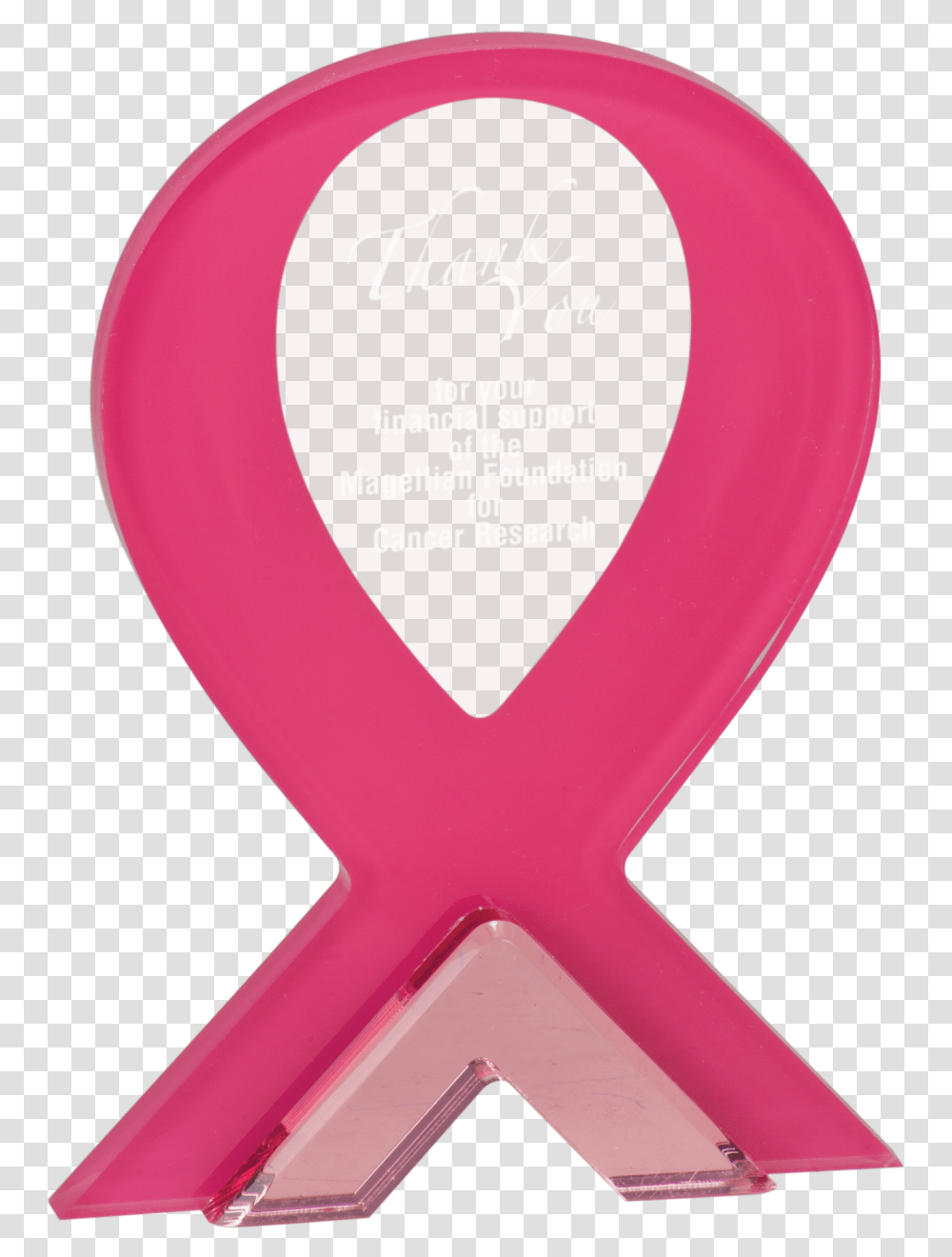 Pink Ribbon Stand Up Acrylic Award Awareness Ribbon, Plectrum, Hourglass Transparent Png