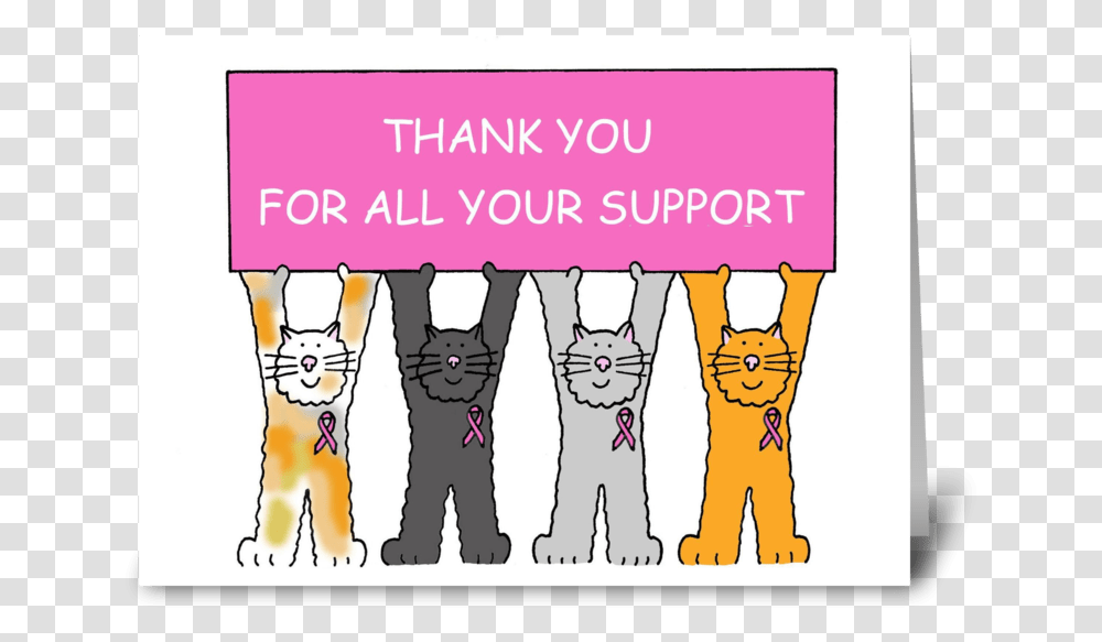 Pink Ribbon Thank You For Your Support, Hand, Label, Person Transparent Png