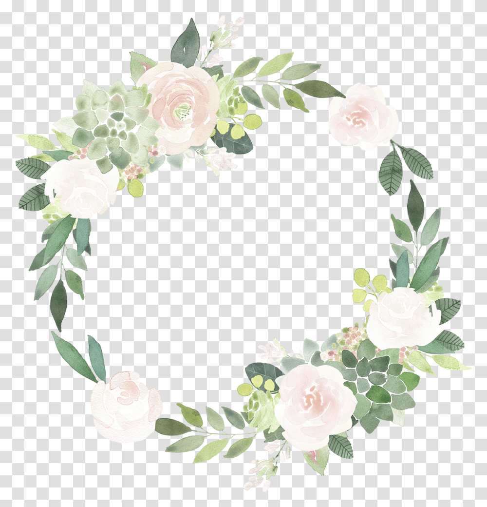 Pink Rose Border Background Succulent Clipart, Floral Design, Pattern, Wreath Transparent Png