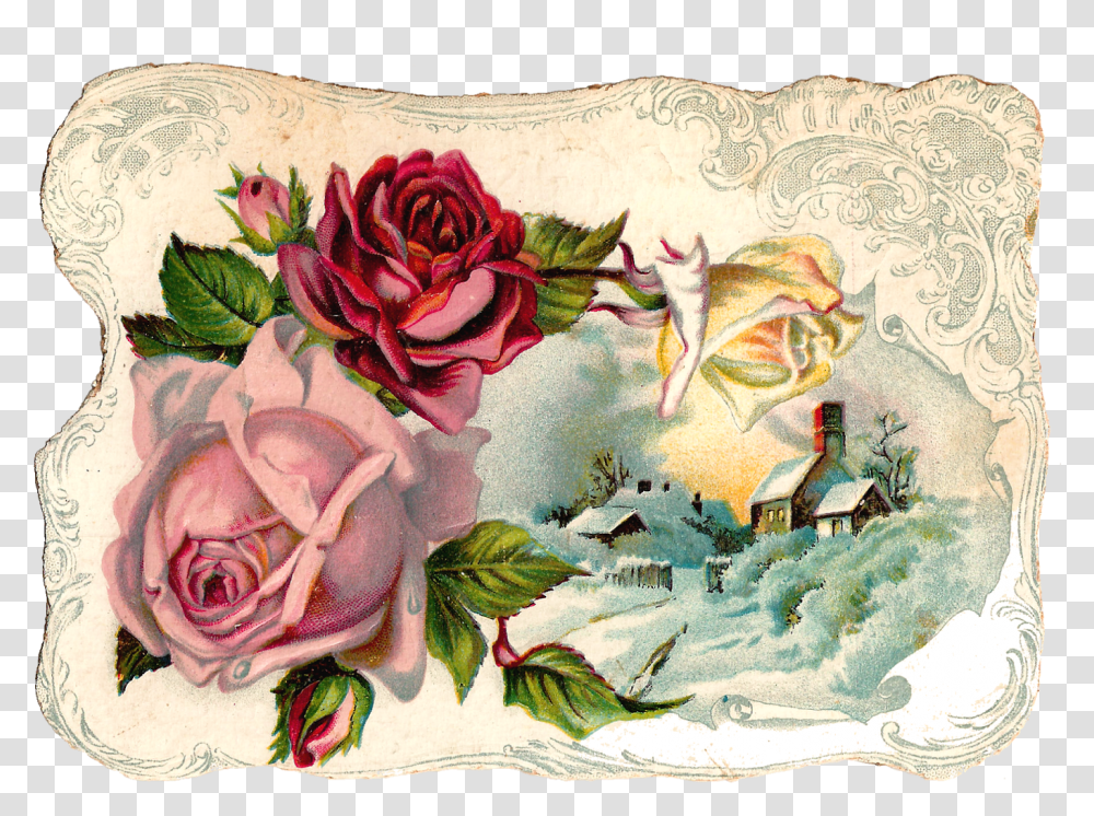 Pink Rose Corner Design Free Vintage Flower, Floral Design, Pattern Transparent Png