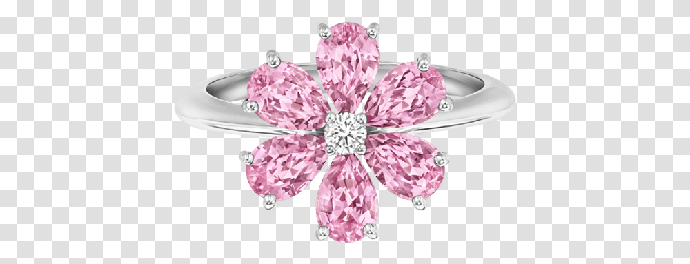 Pink Sapphire And Diamond Ring Pink Flower Diamond Ring, Accessories, Accessory, Jewelry, Brooch Transparent Png