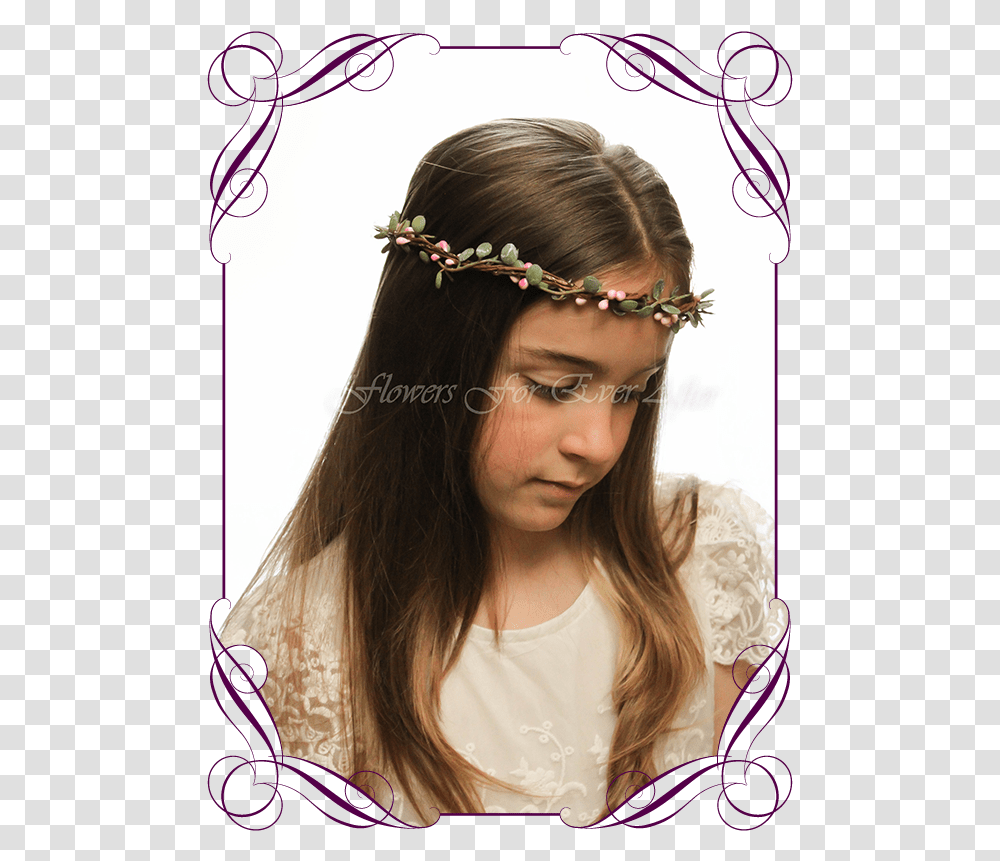 Pink Seed Dainty Hair Crown Halo Flower Girl Baskets Australia, Clothing, Person, Headband, Hat Transparent Png