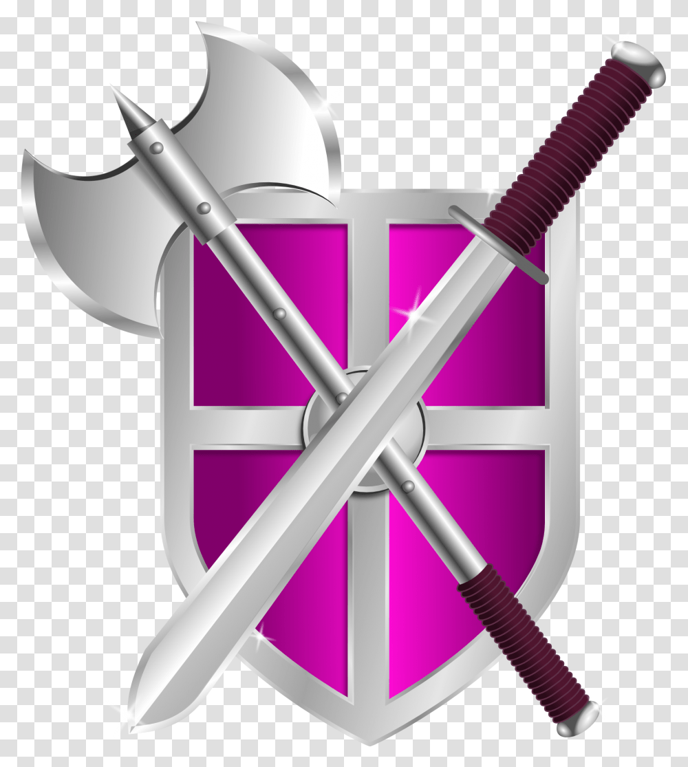 Pink Shield And Sword, Armor, Weapon, Weaponry Transparent Png