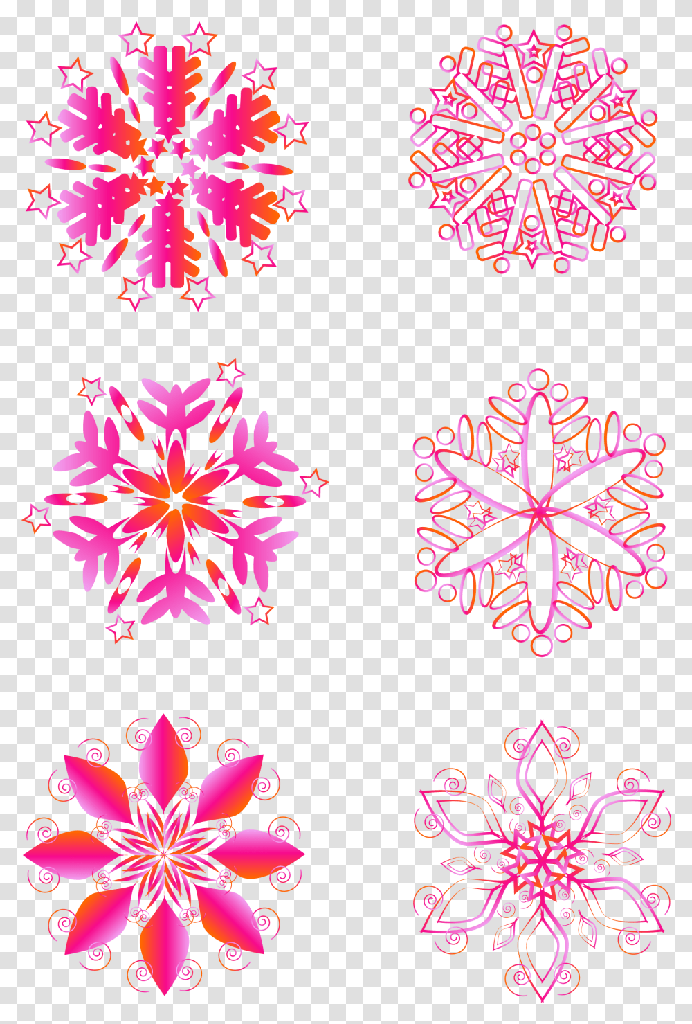 Pink Snowflake Winter Elements Gradient And Vector Easy Flower Geometric Design, Purple, Pattern, Light Transparent Png