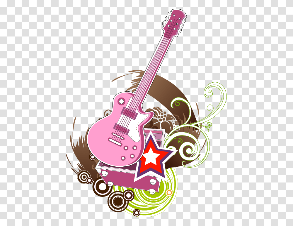 Pink Star Electric Pattern Abstract Illustration Guitar Pink Guitar Hd, Leisure Activities, Musical Instrument Transparent Png