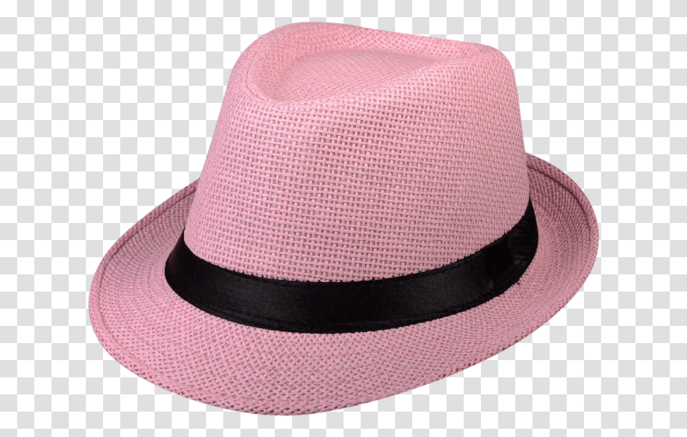 Pink Straw Fedora Gangster Hat With Fedora, Clothing, Apparel, Sun Hat, Baseball Cap Transparent Png