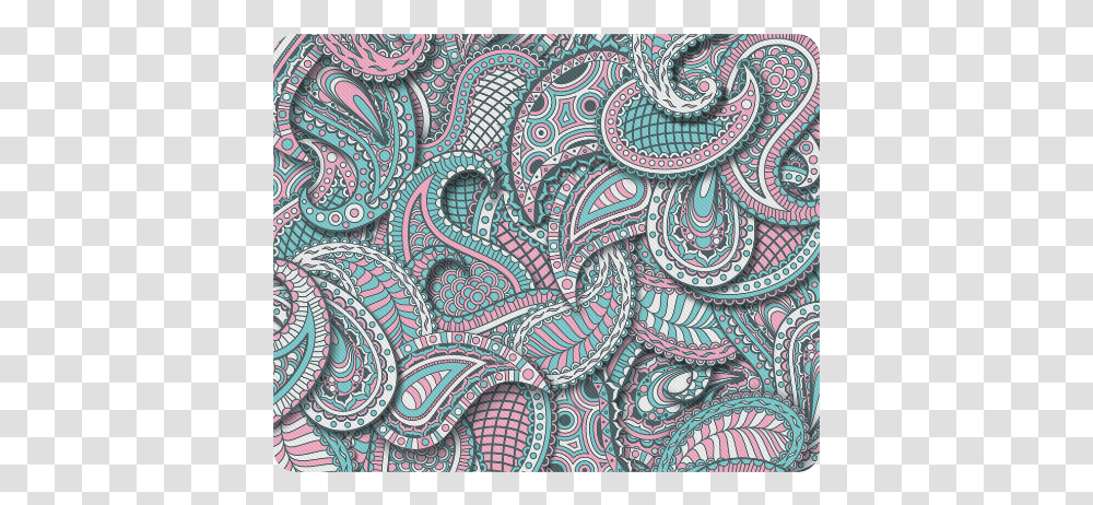 Pink Teal White Fun Ornate Paisley Pattern Rectangle Paisley, Rug Transparent Png