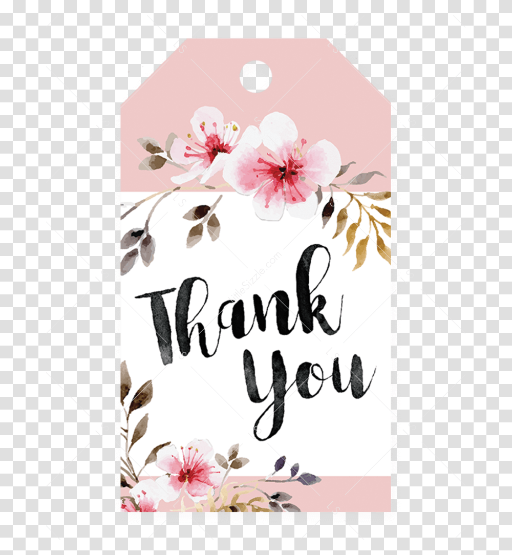 Pink Thank You Thank You Tag Floral, Plant, Flower, Blossom Transparent Png