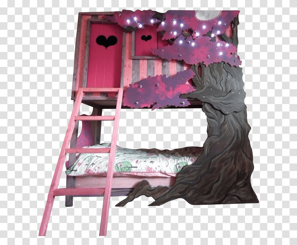 Pink Treehouse, Furniture, Bed, Bunk Bed, Crib Transparent Png