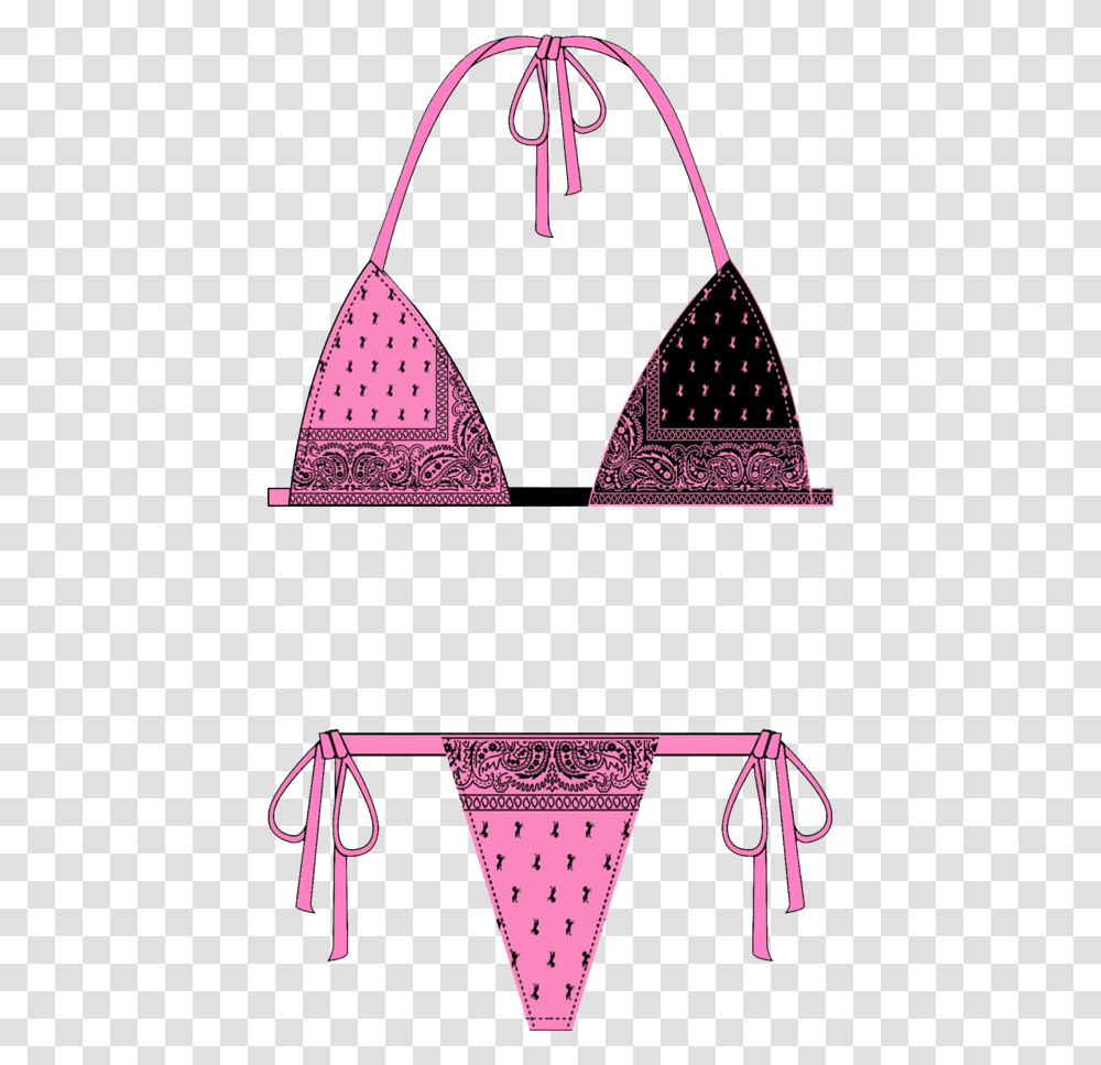 Pink & Black Bandana Bikini Halterneck, Plant, Triangle, Architecture, Building Transparent Png