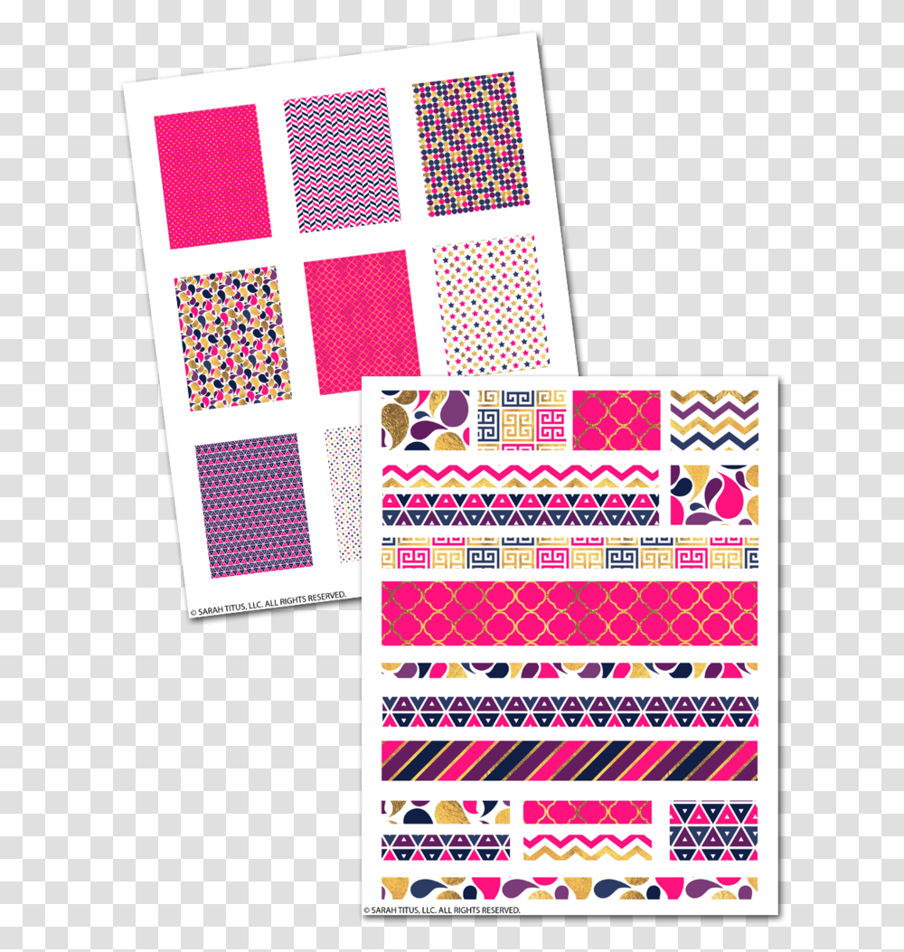 Pink & Gold Glam Planner Stickers Washi Tape Ribbons And More Horizontal, Text, Paper, Advertisement, Poster Transparent Png