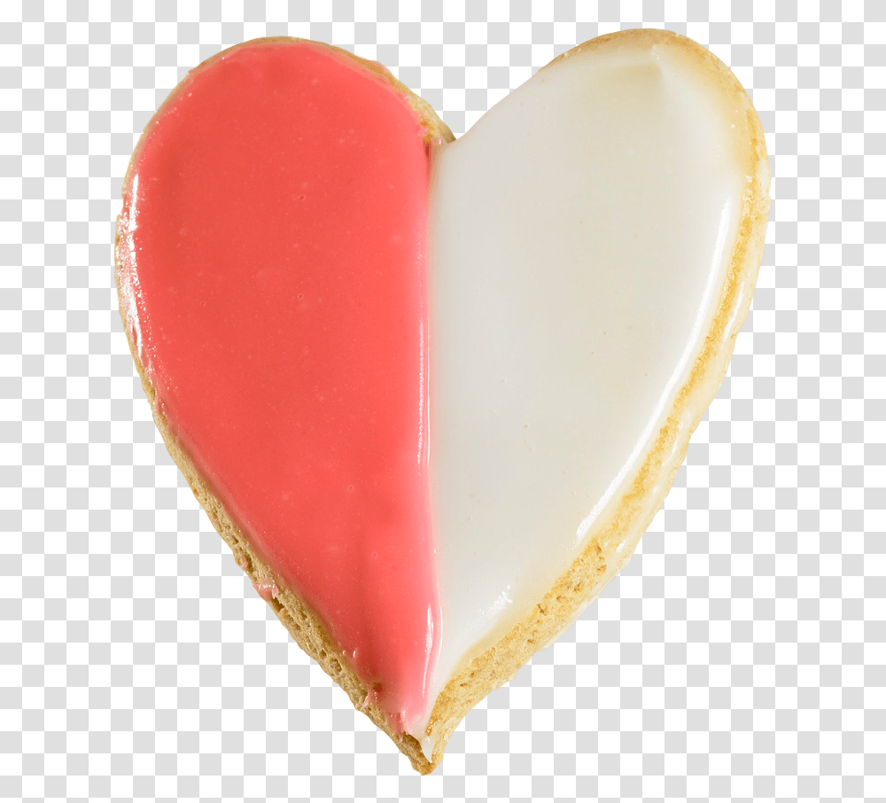 Pink & White Heart Cookie Pink Heart Cookie, Sweets, Food, Icing, Cream Transparent Png
