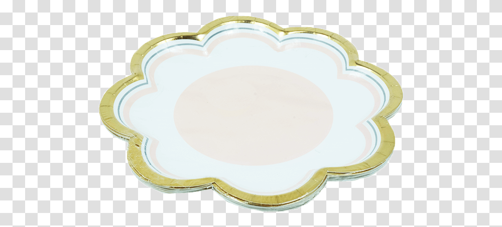 Pink & White With Gold Trim Paper Plates 26cm Circle, Dish, Meal, Food, Platter Transparent Png