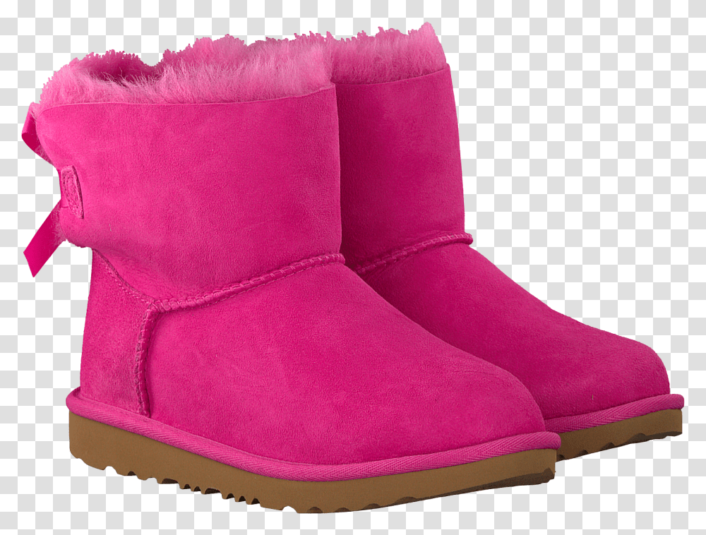 Pink Ugg Classic Ankle Boots Mini Bailey Bow Ii Kids Ugg Met Strik Roze, Apparel, Footwear, Suede Transparent Png
