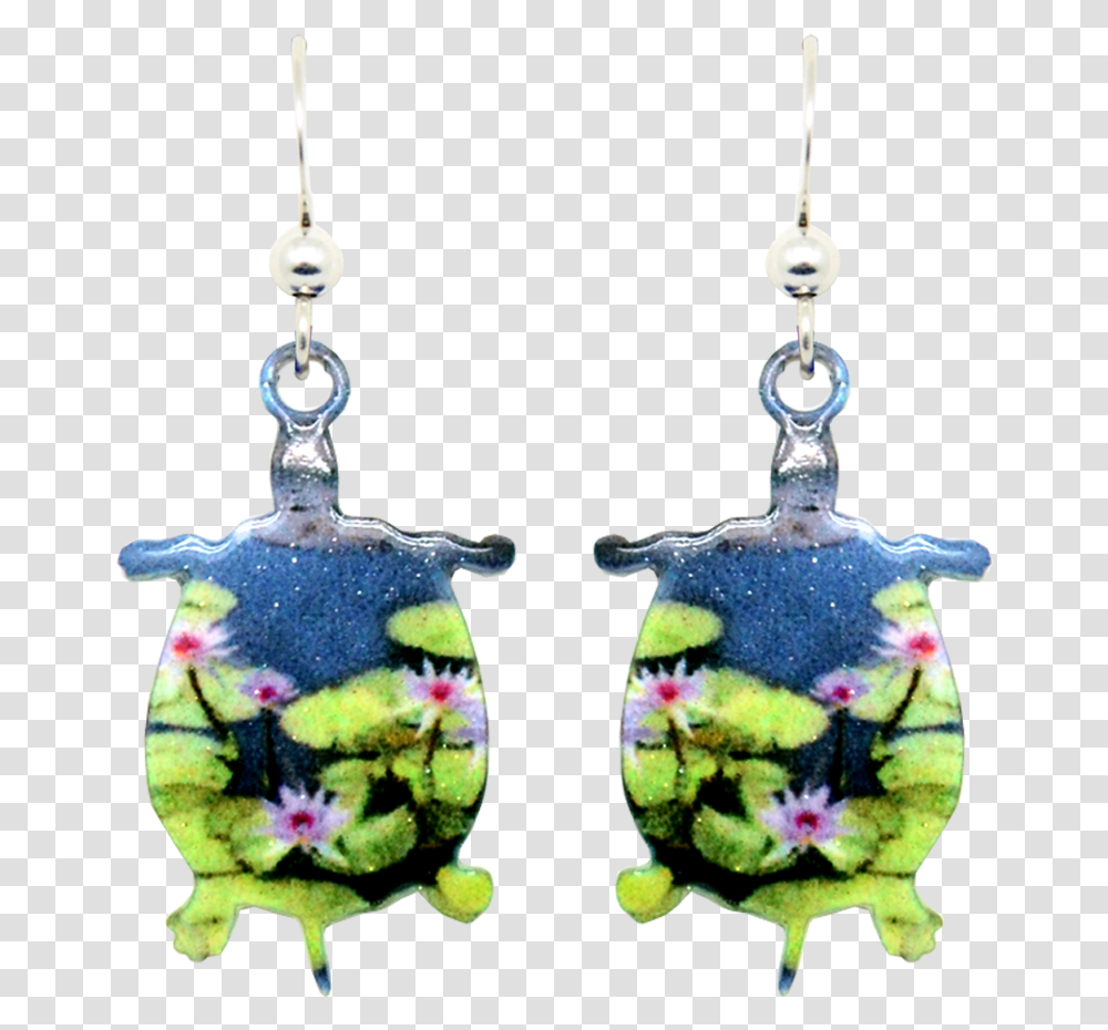 Pink Water Lilies Turtle, Accessories, Accessory, Jewelry, Earring Transparent Png
