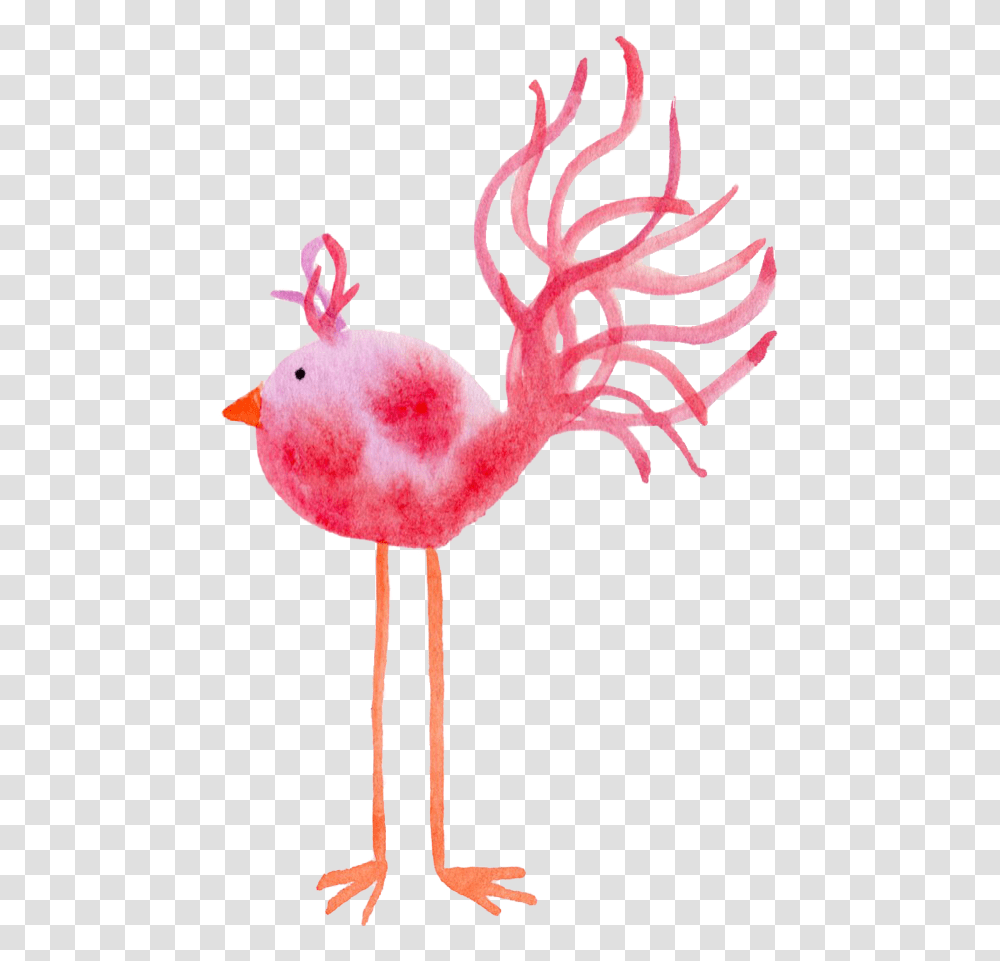 Pink Watercolor Bird Feather Friday Cartoon, Animal, Flamingo, Waterfowl, Kiwi Bird Transparent Png