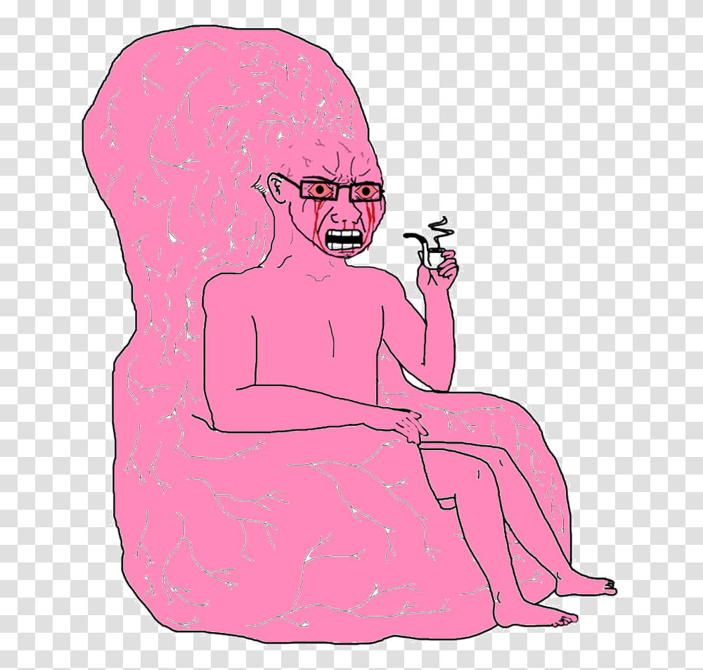 Pink Wojak Brain Chair Meme, Person, Human, Furniture, Sitting Transparent Png