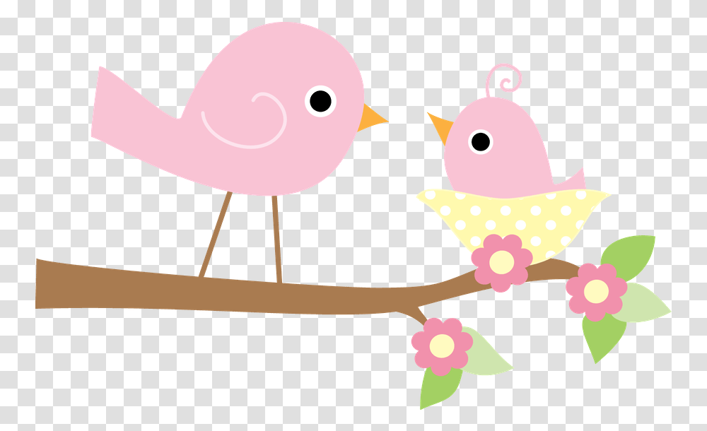 Pinkbirdsonbranch Mom And Baby Bird Clipart, Animal, Clothing, Snowman, Outdoors Transparent Png
