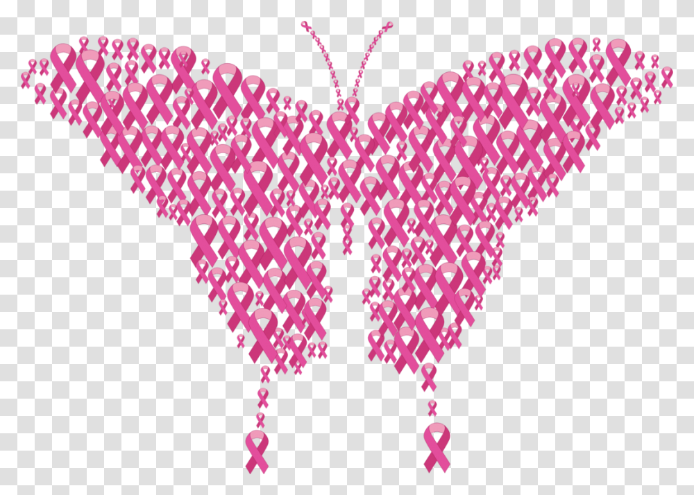 Pinkbutterflysymmetry Breast Cancer Awareness Ribbon Butterfly, Pattern, Heart, Embroidery, Accessories Transparent Png