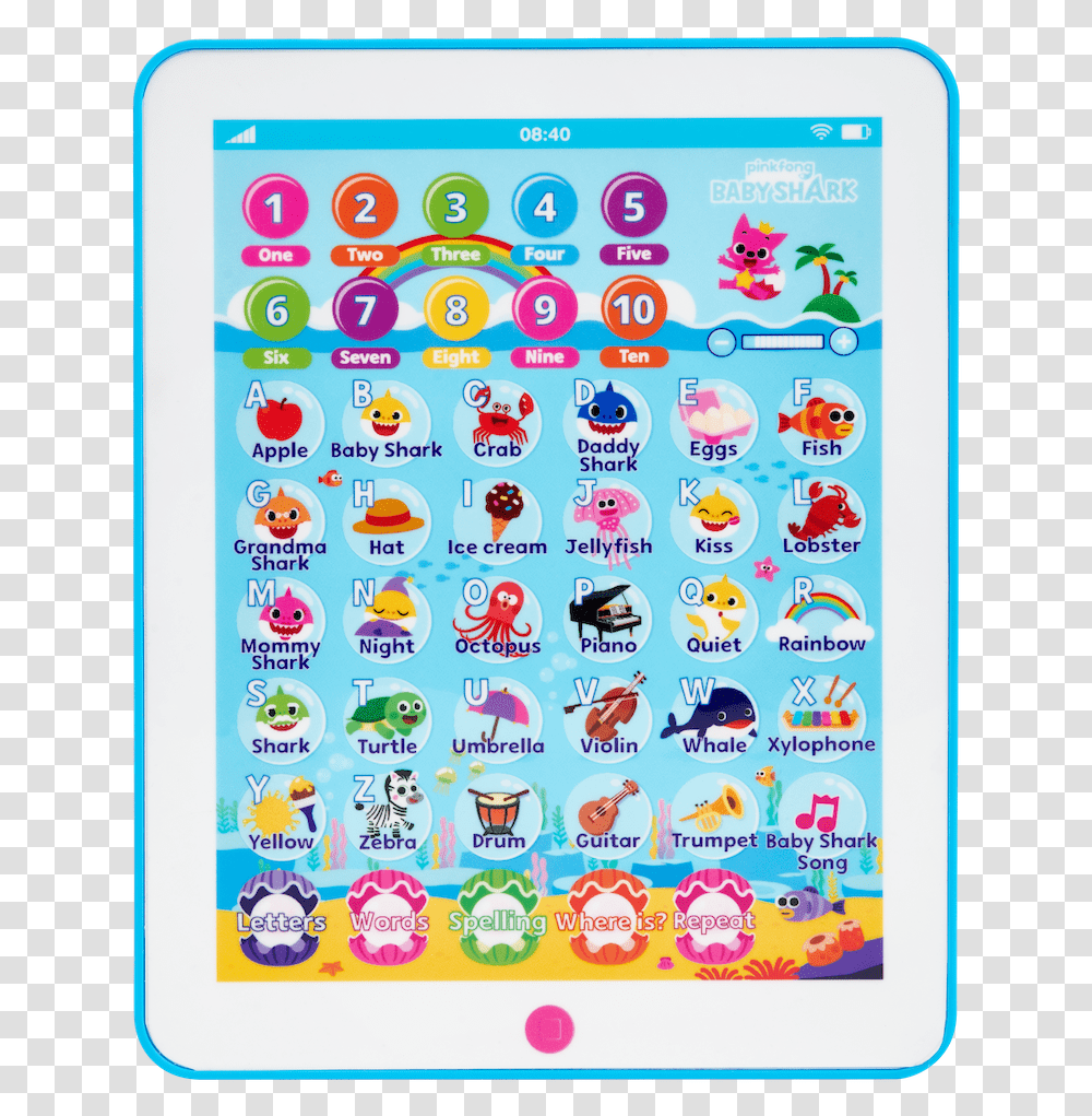 Pinkfong Baby Shark Tablet, Label, Rug, Paper Transparent Png