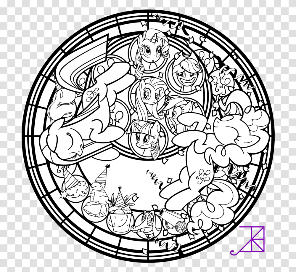 Pinkie Pinkamena Stained Glass Line Art By Akili My Little Pony Dazzlings Coloring Pages, Rug, Doodle, Drawing Transparent Png