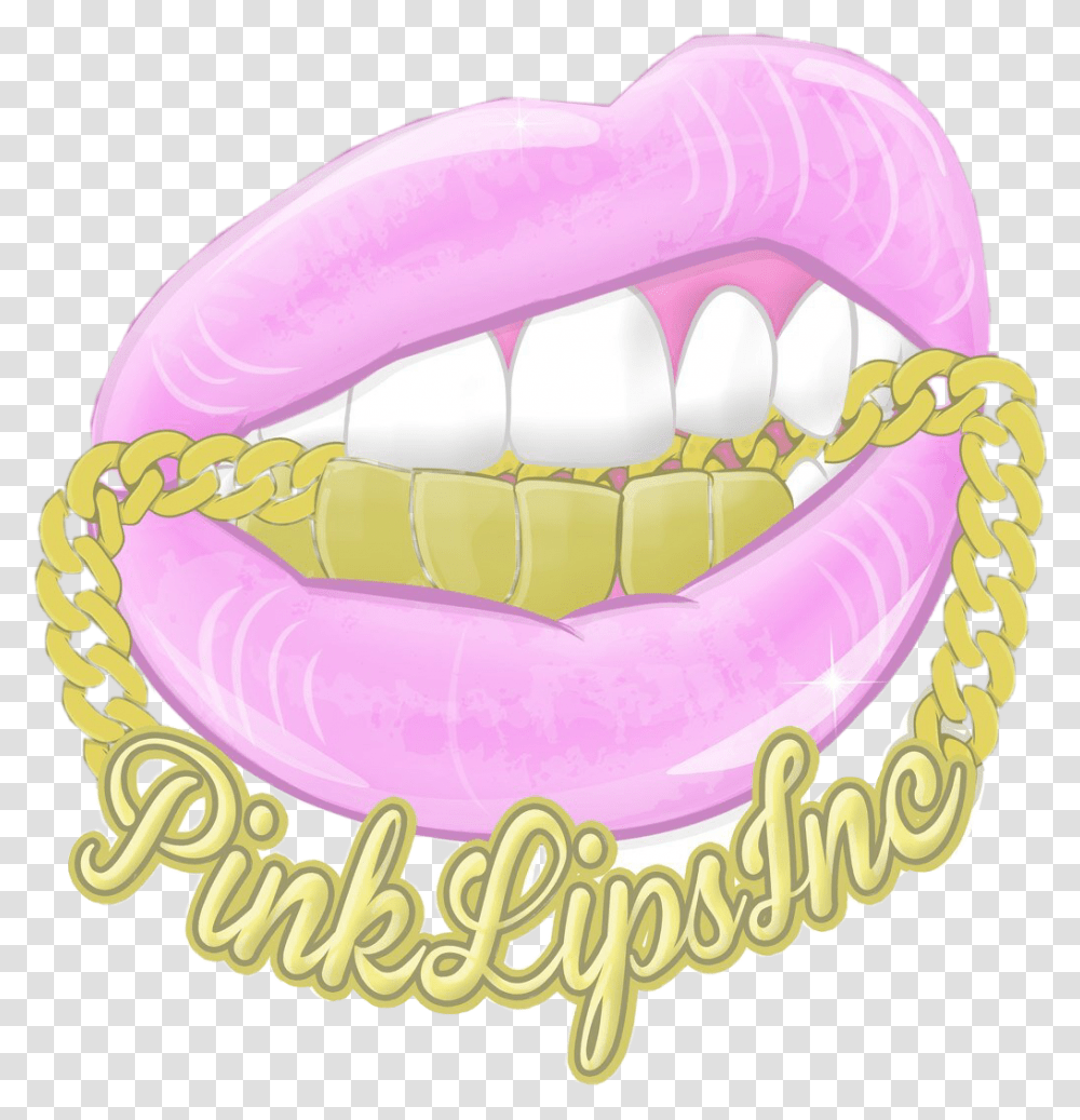 Pinklips Ghetto Rich Grillz Freetoedit Lips With Grillz Cartoon, Teeth, Mouth, Birthday Cake, Dessert Transparent Png