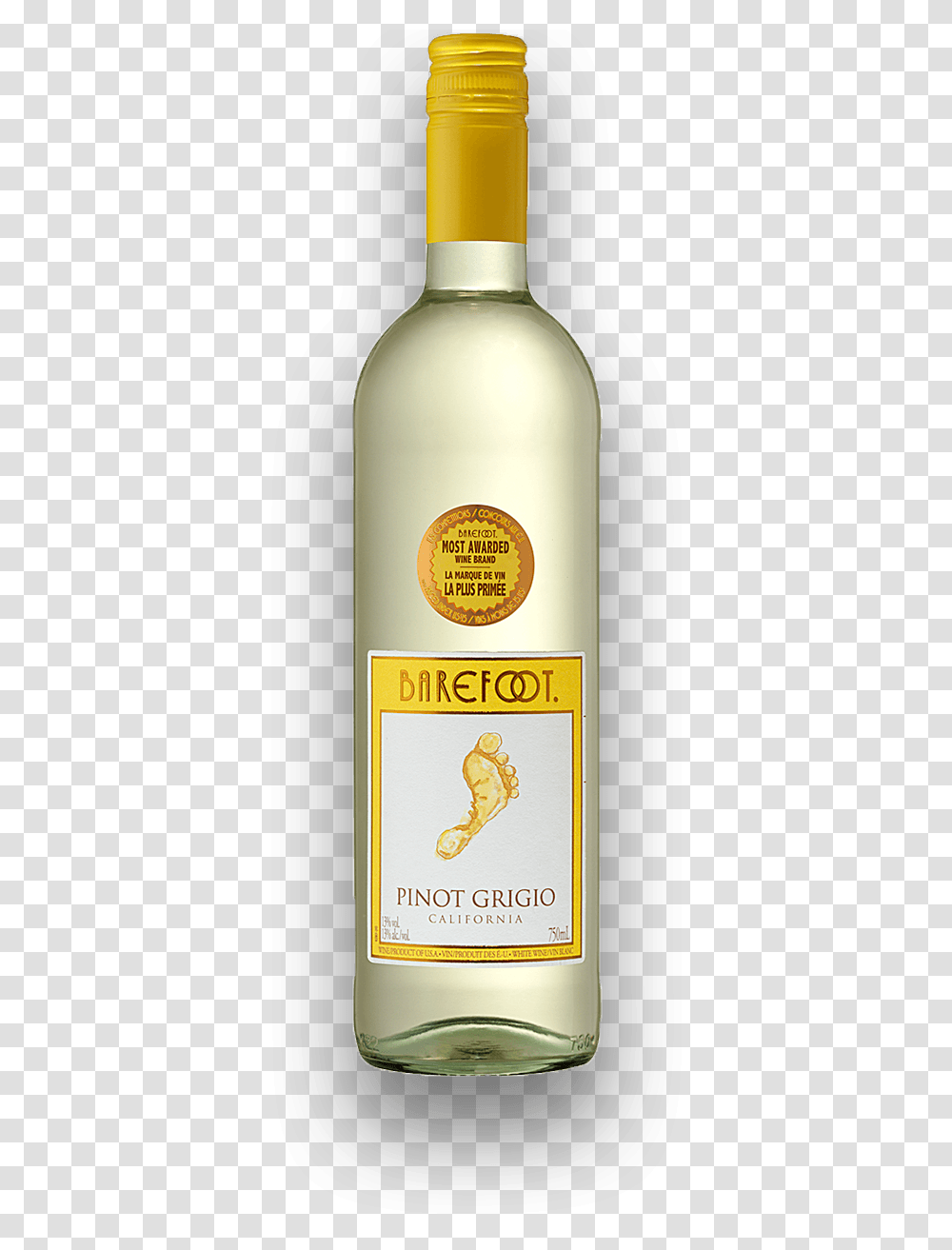 Pinot Grigio Wine Yellow Barefoot Wine, Bottle, Liquor, Alcohol, Beverage Transparent Png