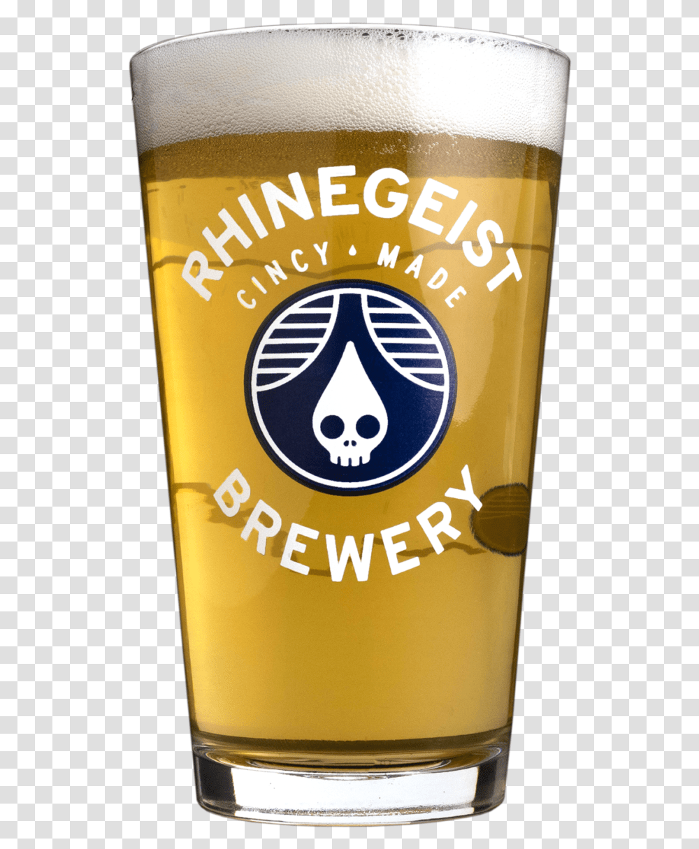 Pint Of Light Beer In Rhinegeist Glass Pint Glass, Beverage, Alcohol, Liquor, Bottle Transparent Png