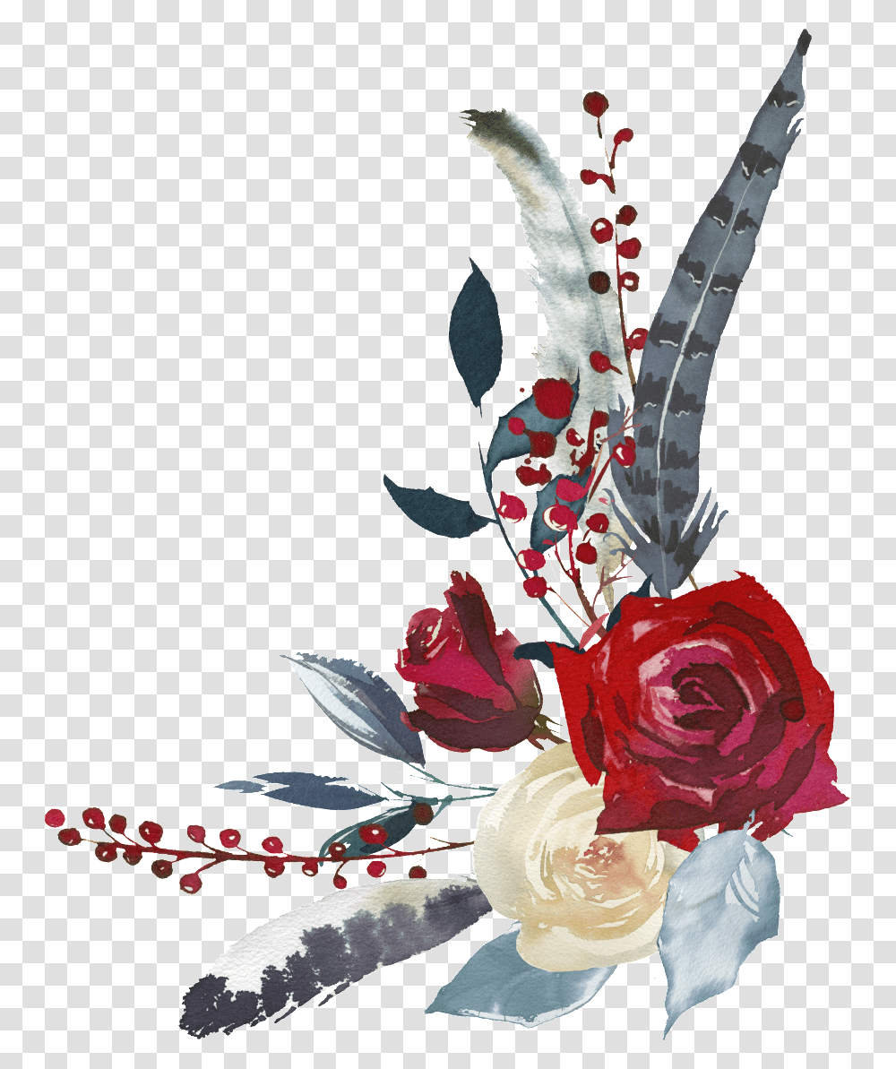 Pintado A Mano De Rojo Y Rosa Blanca Flores Transparente Rosas Para Decorar, Plant, Flower, Blossom, Rose Transparent Png