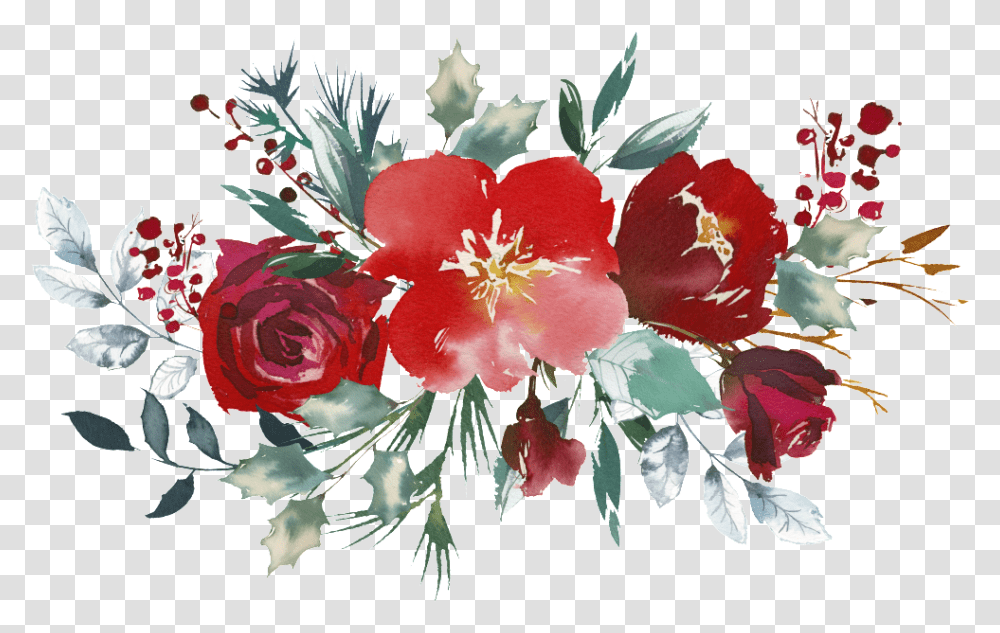 Pintado A Mano De Rosa Roja Transparente De Rosas Rojas Pintadas, Plant, Flower, Blossom, Flower Arrangement Transparent Png