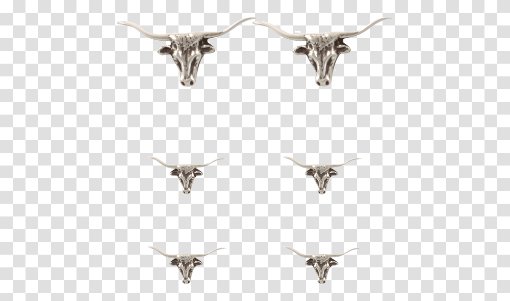 Pinto Ranch Longhorn Silver Cufflinks And Stud Set Texas Longhorn, Antler, Antelope, Wildlife, Mammal Transparent Png