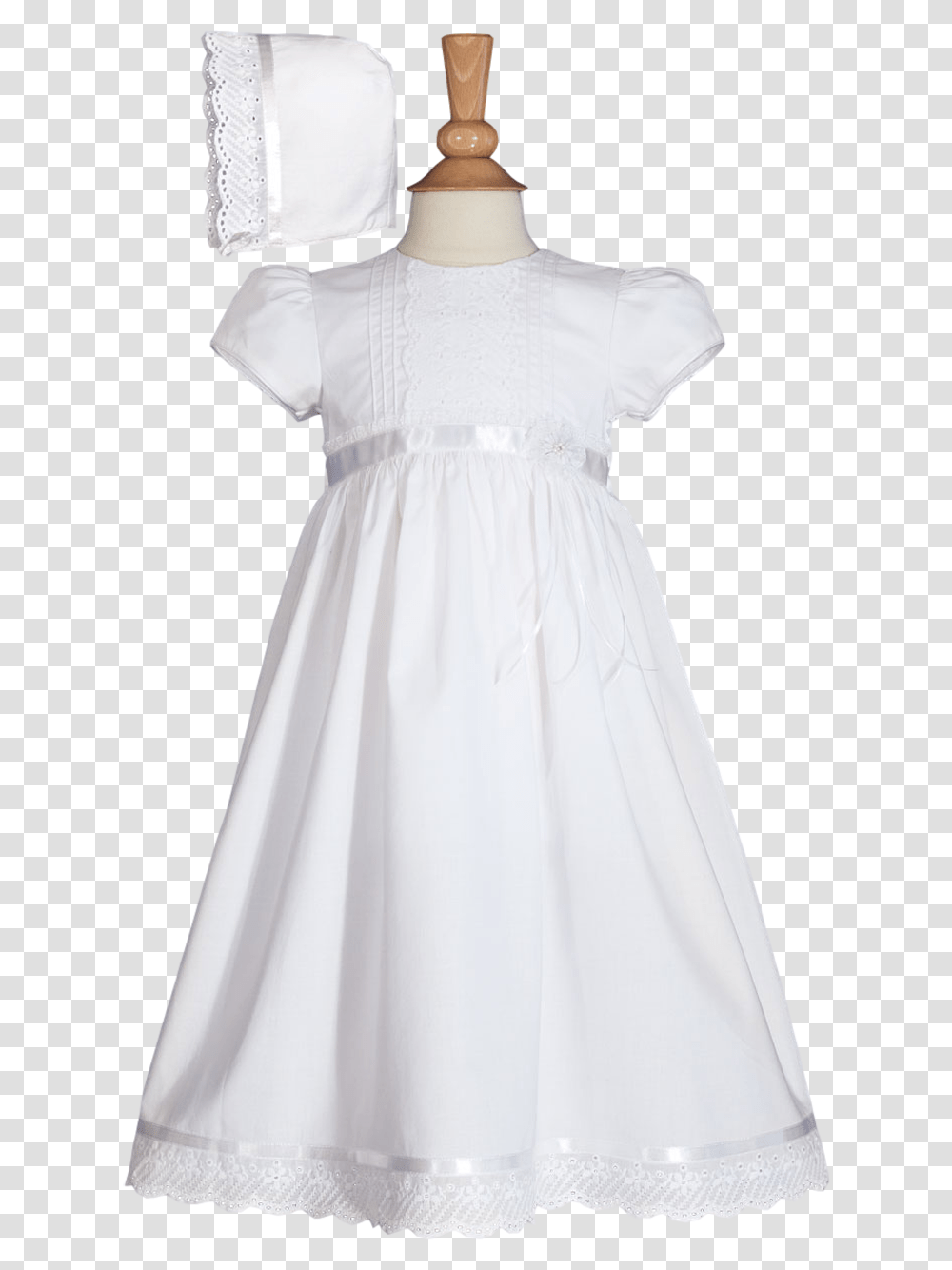 Pintuck Amp Floral Eyelet Lace Handmade Cotton Baptism Dress, Apparel, Female, Person Transparent Png