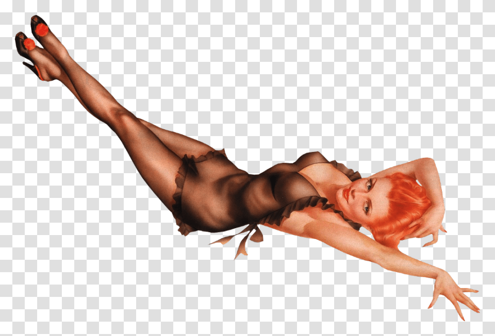 Pinup Woman Lyingdown Lying Pin Up Lying Down, Person, Human, Fitness, Working Out Transparent Png