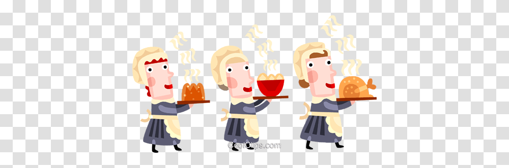 Pioneer Women Serving Dinner Royalty Free Vector Clip Art, Leisure Activities, Food, Face, Glass Transparent Png