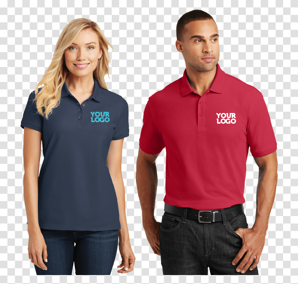 Pique Core Polo Shirt Red And Navy Port Authority Ladies Core Classic Pique Polo, Apparel, Sleeve, Person Transparent Png